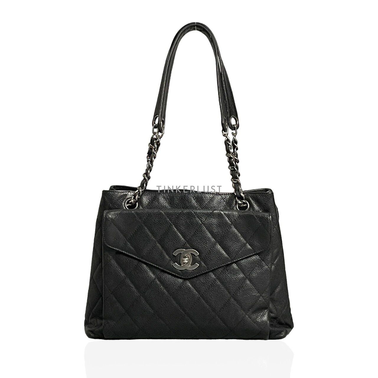 Chanel black quilted online caviar